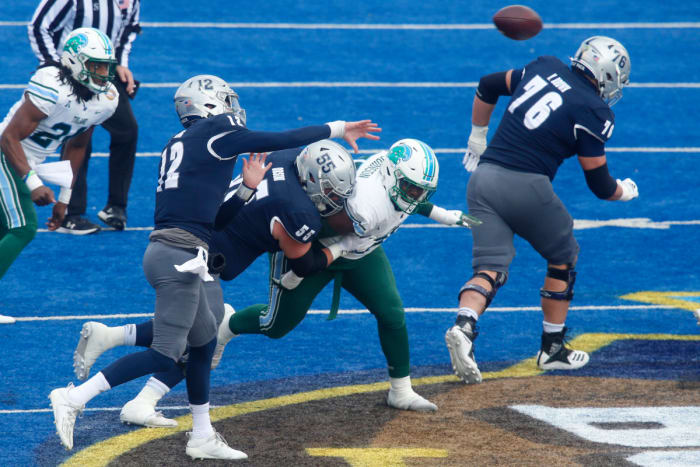 Carson Strong's arm strength and ball placement make him a candidate for the number one pick.